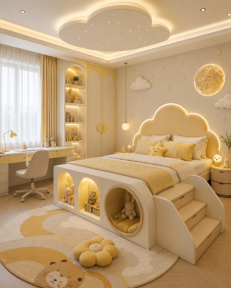 Creative Theme Kids Room featuring Warm Starry Night Ceiling Lighting #15